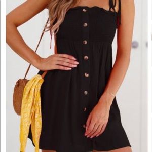 Black mini button dress